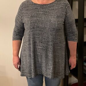 Alfani Black and White Textured Tunic